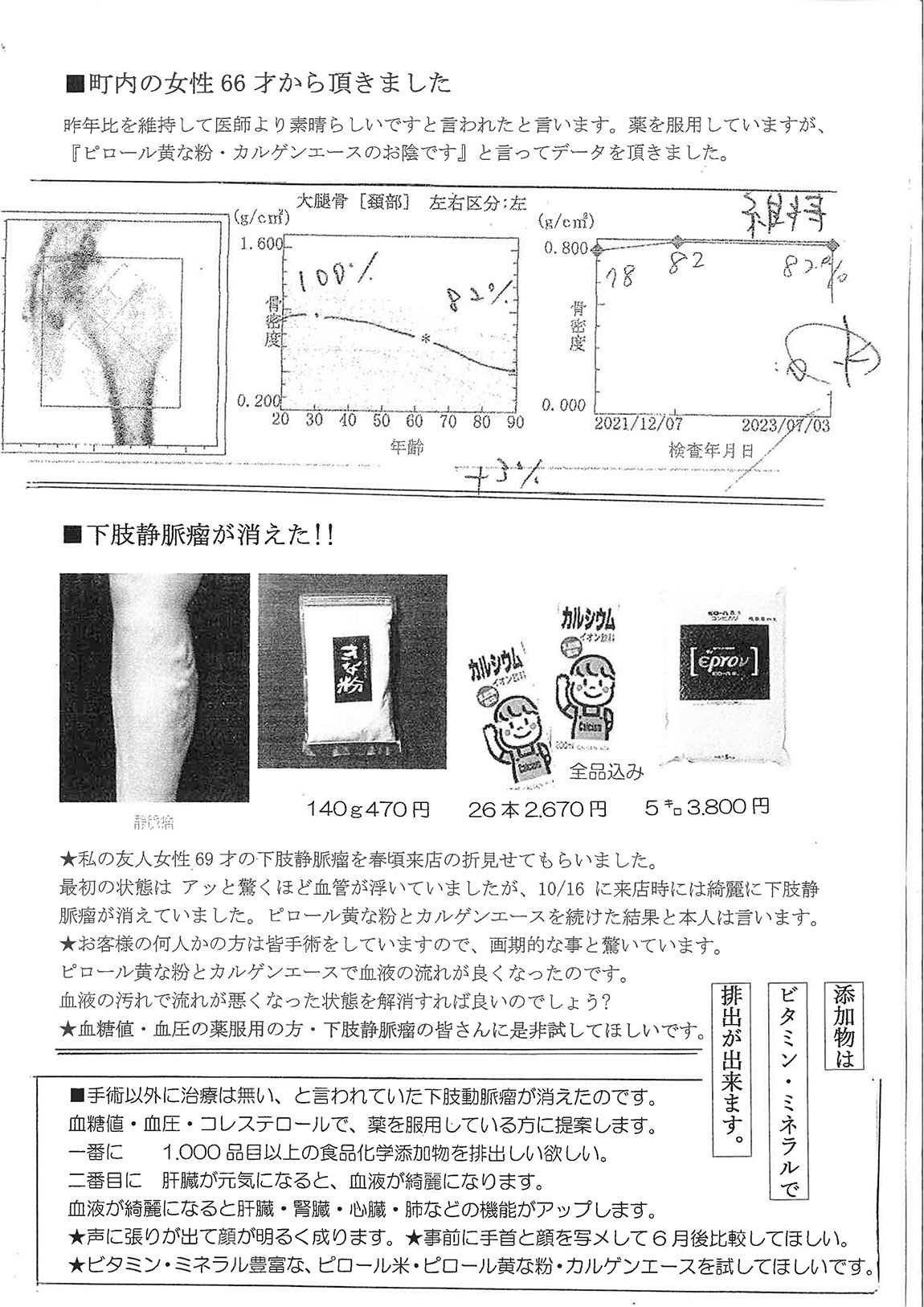 町中の女性６６才からいただきました